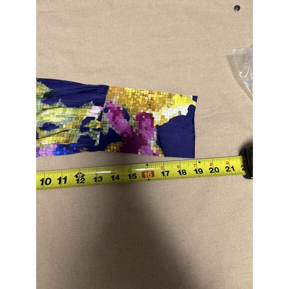 St. John Blouse Womens 8 Cobalt Celadon Multi Silk Ruffle Abstract Top K311WD1 - Picture 12 of 15